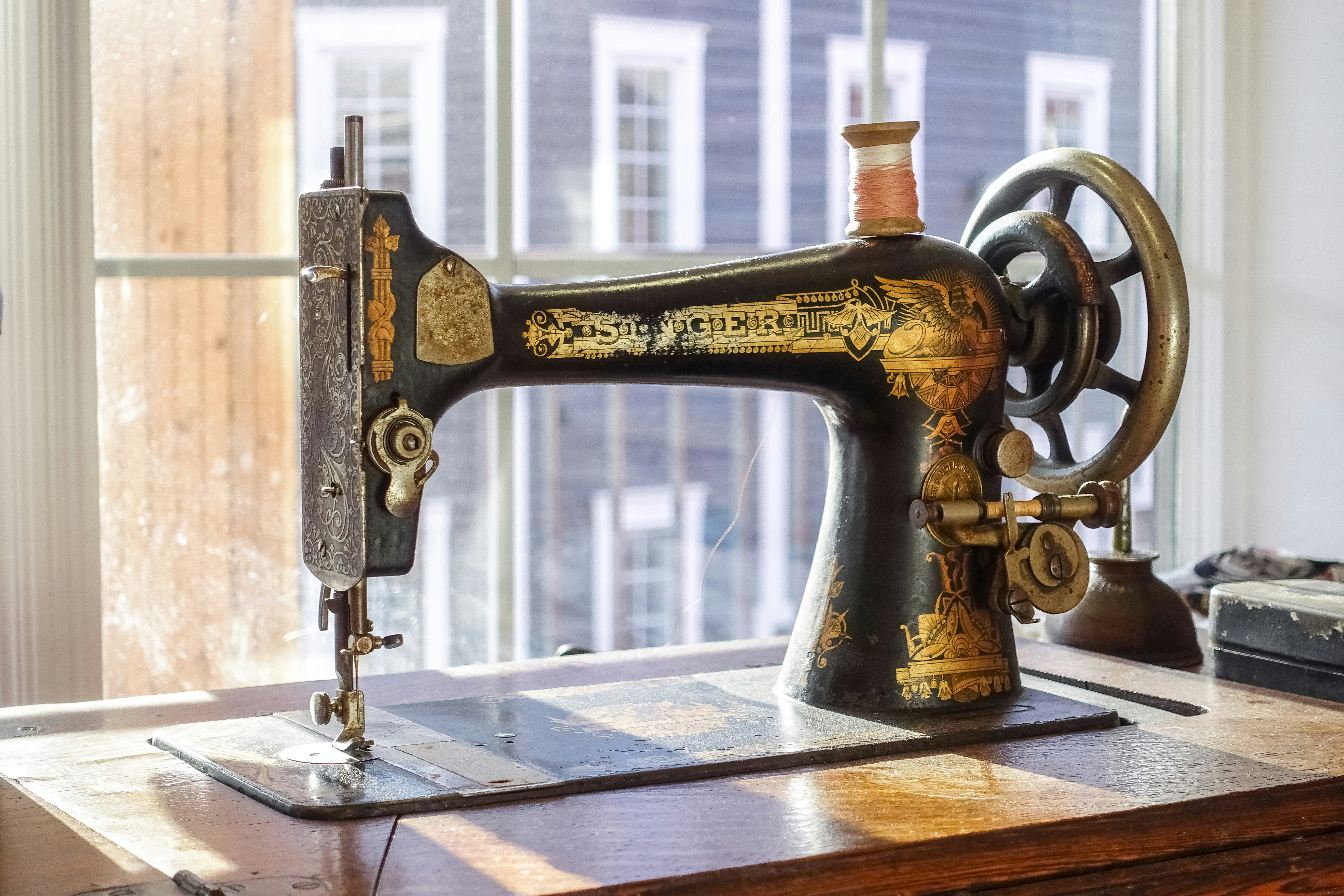 black and gold sewing machine